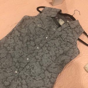 Gray Paisley Cowgirl Western Shirt